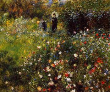 Pierre Auguste Renoir : Summer Landscape, Woman with a Parasol in a Garden
